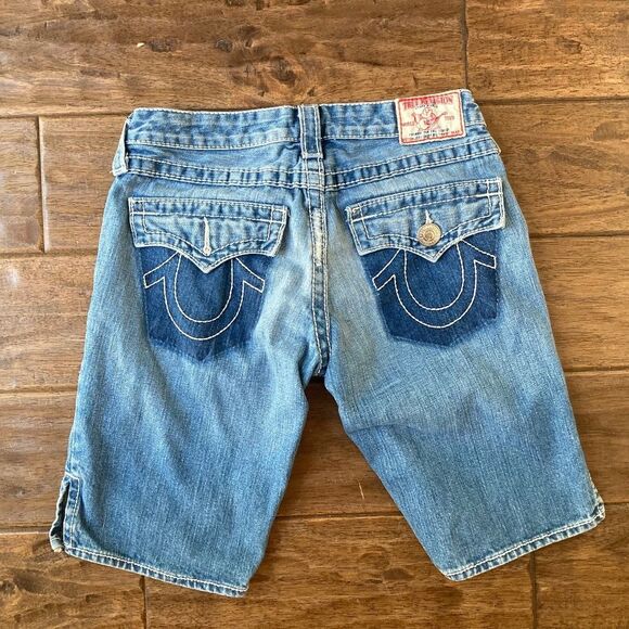 True Religion Joey Burmuda Shorts Denim Low Rise Women's 28 Made in USA - Picture 2 of 10